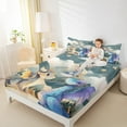 thumbnail image 4 of jejeloiu Cartoon Dragon Queen Sheet Sets,Kawaii Animal Flat Sheet,Blue Teal Beige Queen Fitted Sheet For Boys,Luxury Bedroom Decor,4 Pieces, 4 of 7