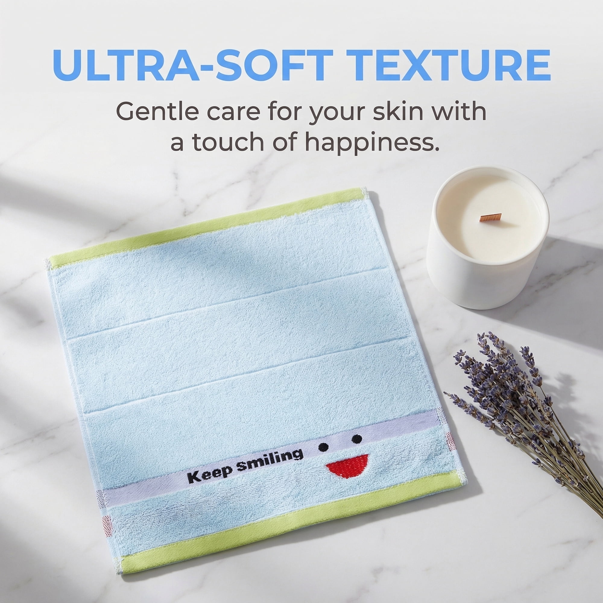 Unique Bargains Embroidery Cotton 13 x 13 Inches Soft Absorbent Washcloths Sky Blue 4pk