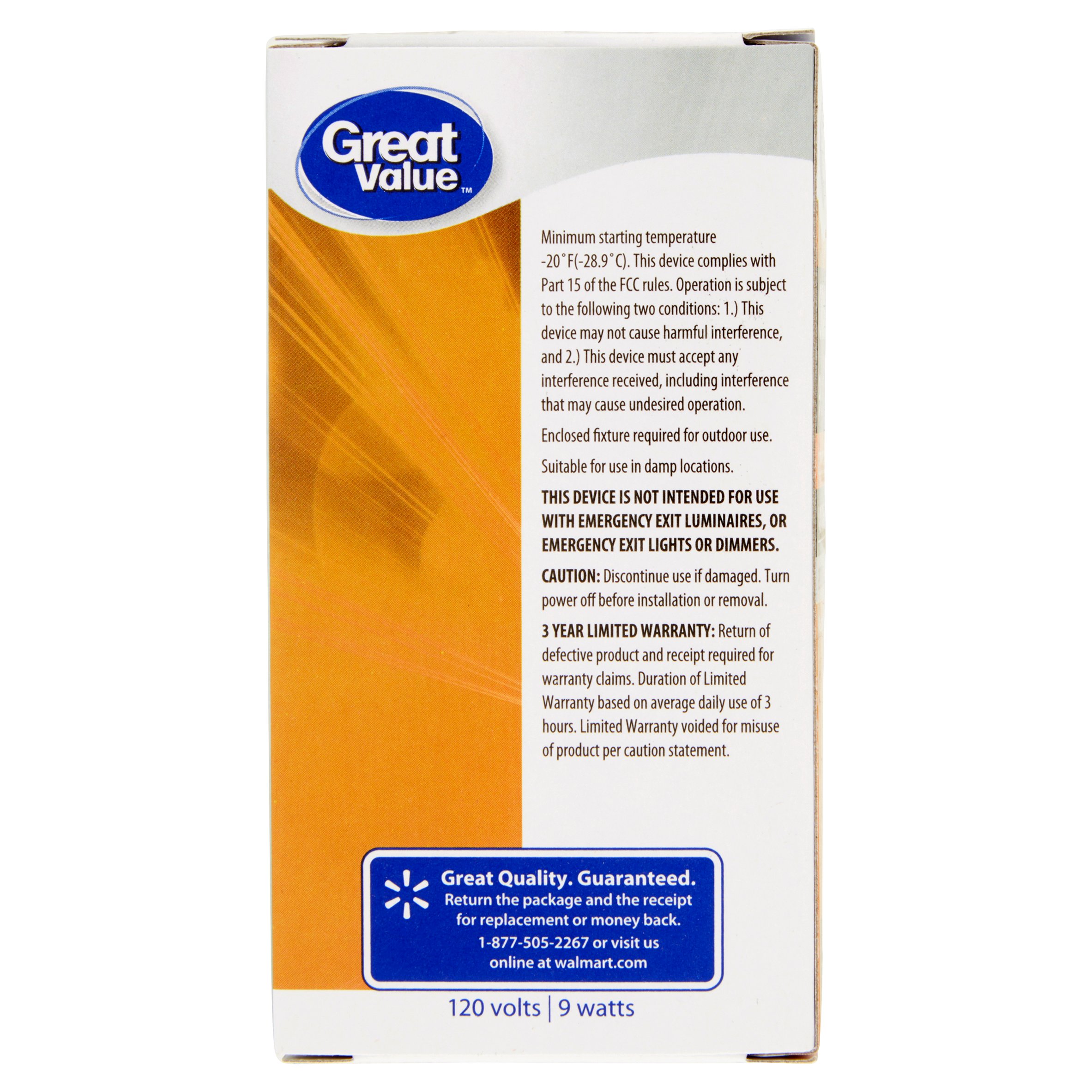 Great Value LED Orange Color LED Medium Base A19 9 Watts