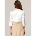 thumbnail image 4 of DARING DIVA Women's Satin Cardigan Bolero Shrug Tops XS White, 4 of 5