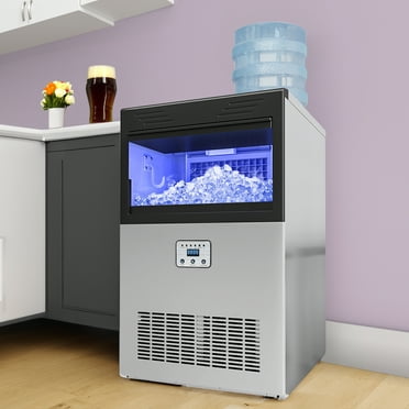 Dextrus Commercial Ice Maker 100lbs/24h with 33lbs Storage Bin,  2 Way Water Inlet  Freestanding Ice Machine,with Stainless Steel Ice Scoop Ice Bucket