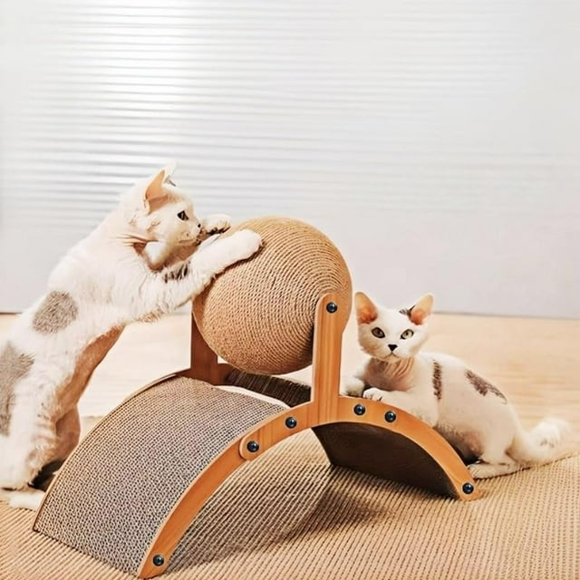 Rascador Bola Nuevo 2025 para Gatos Resistente arañazos con Juguete de Pelota Giratoria 12cm Interac
