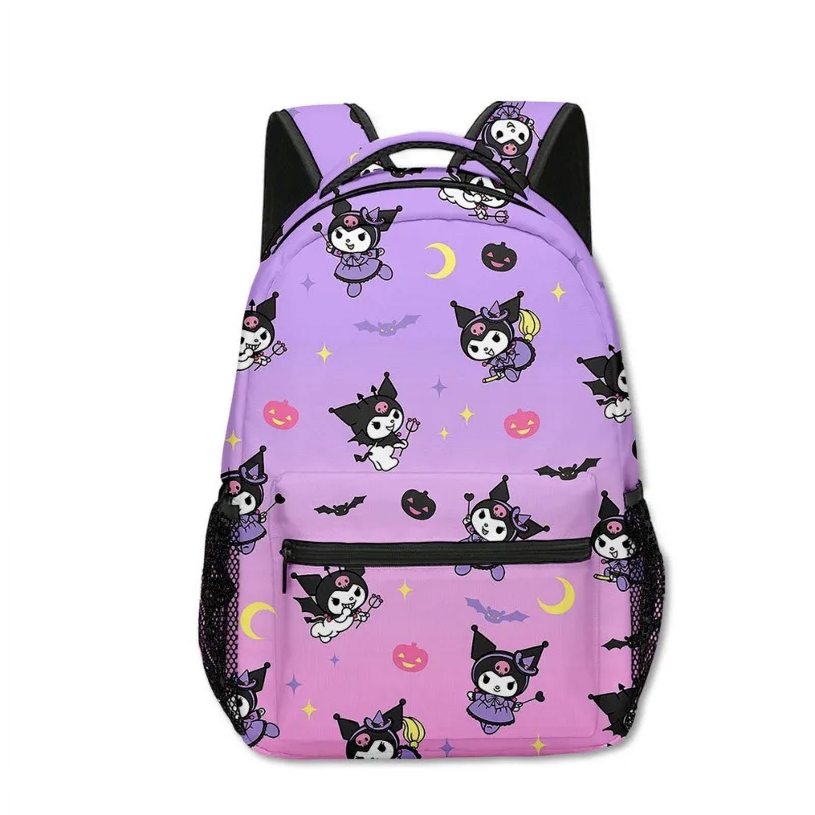 MINISO Printing Peripheral Sanrio Kuromi Kuromi Primary and Secondary School Students Anime Backpack Cartoon School Bag Mochila
