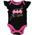 thumbnail image 2 of Justice League Batgirl, Supergirl, and Wonder Woman 3 Pack Bodysuit Set (Baby Girls), 2 of 4