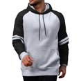 thumbnail image 2 of Vintage Mens Hoodies Casual Loose Sweatshirt Blocking Color Drawstring Large Pocket Hoodie Raglan Sleeve Sports Sweatshirt,Size M-3XL, 2 of 4