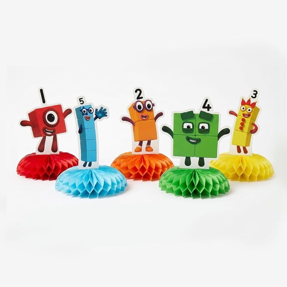 Numberblocks Honeycomb Party Decorations, 5 Count Table Centerpieces for Kids Birthday Parties and Celebrations