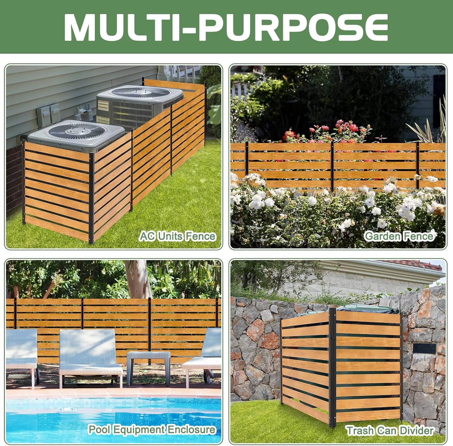 Outdoor Privacy Screen Privacy Fence Panels for Outside, 1 Panels 38"W X 60"H Wood Decorative Fence,Pool Equipment Enclosure, Patio Garden Fence Perfect to Enclose Trash Cans and Air Conditioner