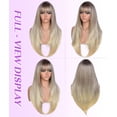thumbnail image 2 of Wig with Bangs Long Layered Straight Wigs for Women, Realistic Scalp, Free Parting, Heat Resistant Synthetic Wig for Daily Party Use(Ombre Blonde, 26 Inch), 2 of 5