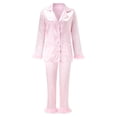thumbnail image 4 of LIZUOJUN Satin Pajama Set for Women Long Sleeve Pants Sleepwear 2 Piece Lounge Set Lightweight Pjs Loungewear Notch Collar Pajama Casual Sleepwear - S, 4 of 6