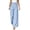 Blue, variant on Women's High-Waisted Striped Wide-Leg Trousers Double-Breasted Button Detail Flowy Casual Pants