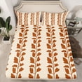 thumbnail image 2 of jejeloiu Retro Leaf Print Full Size Sheets,Brown Beige Bed Sheets For Teens 4 Pieces, 2 of 7