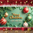 thumbnail image 6 of Colorful Ornaments Christmas Banner Golden Stars New Year Display Green Ribbons Festive Holiday Backdrop for Christmas Party New Year Eve Indoor Celebration, 6 of 9