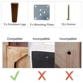 thumbnail image 4 of Patas de Muebles de Madera Maciza Unique Bargains 5 Pcs Altura 12 cm, 4 of 7