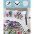 thumbnail image 4 of Quilts Twin Size Bedding Set, Purple Red Spring Floral Lightweight Quilted Comforter, Summer Botanical Watercolor Soft Reversible Bedspread Coverlet with Pillow Covers for All Season, 68" x 86", 4 of 7