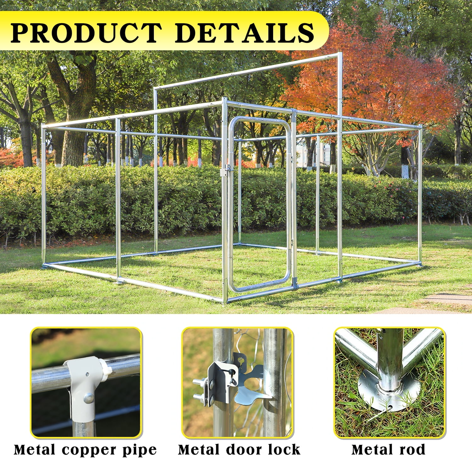 Large Outdoor Dog Kennel Durable Dog Cage with Waterproof Cover, 90"x90"x45"