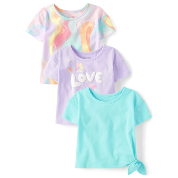 The Children's Place Toddler Girls Short Sleeve Assorted Tops, 3-Pack, Sizes 12M-5T