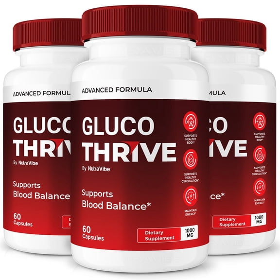 (3 Pack) Gluco Thrive Capsules - Official Gluco Thrive Pills to Maintain Overall Health, All Natural Blood Formula For Healthy and Stable Levels, GlucoThrive Review (180 Capsules)
