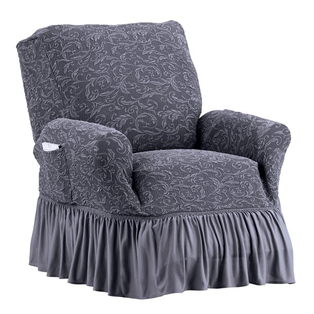 Collections Etc Jacquard Ruffled Skirt Stretch Polyester Slipcovers