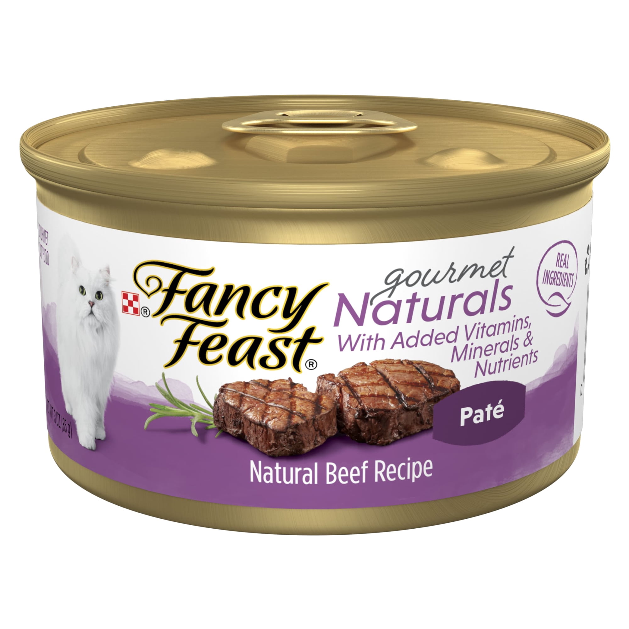 Purina Fancy Feast Gourmet Naturals Kitten Food, Wet Cat Food, Beef Pate, 3 oz Cans, 12 Pack