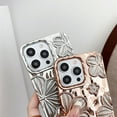 thumbnail image 5 of Premium Electroplate Flower Fashion Silicone Shockproof Case for iPhone Compatible with iPhone 13, Silver, 5 of 8