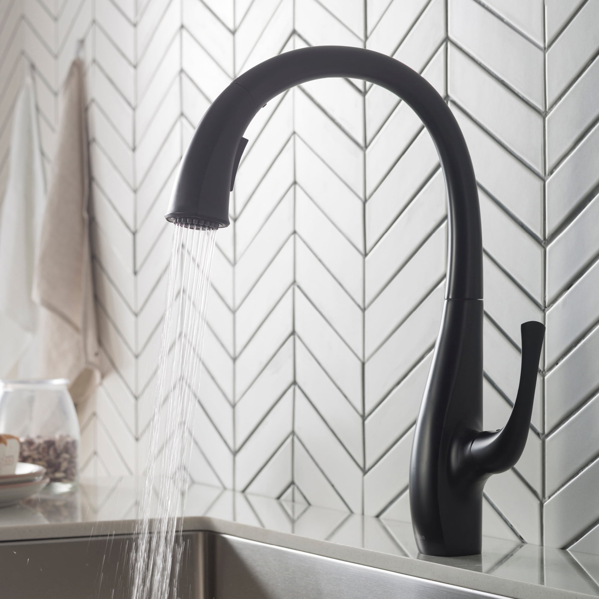 KRAUS Ansel™ Matte Black Finish Dual Function Pull-Down Kitchen Faucet