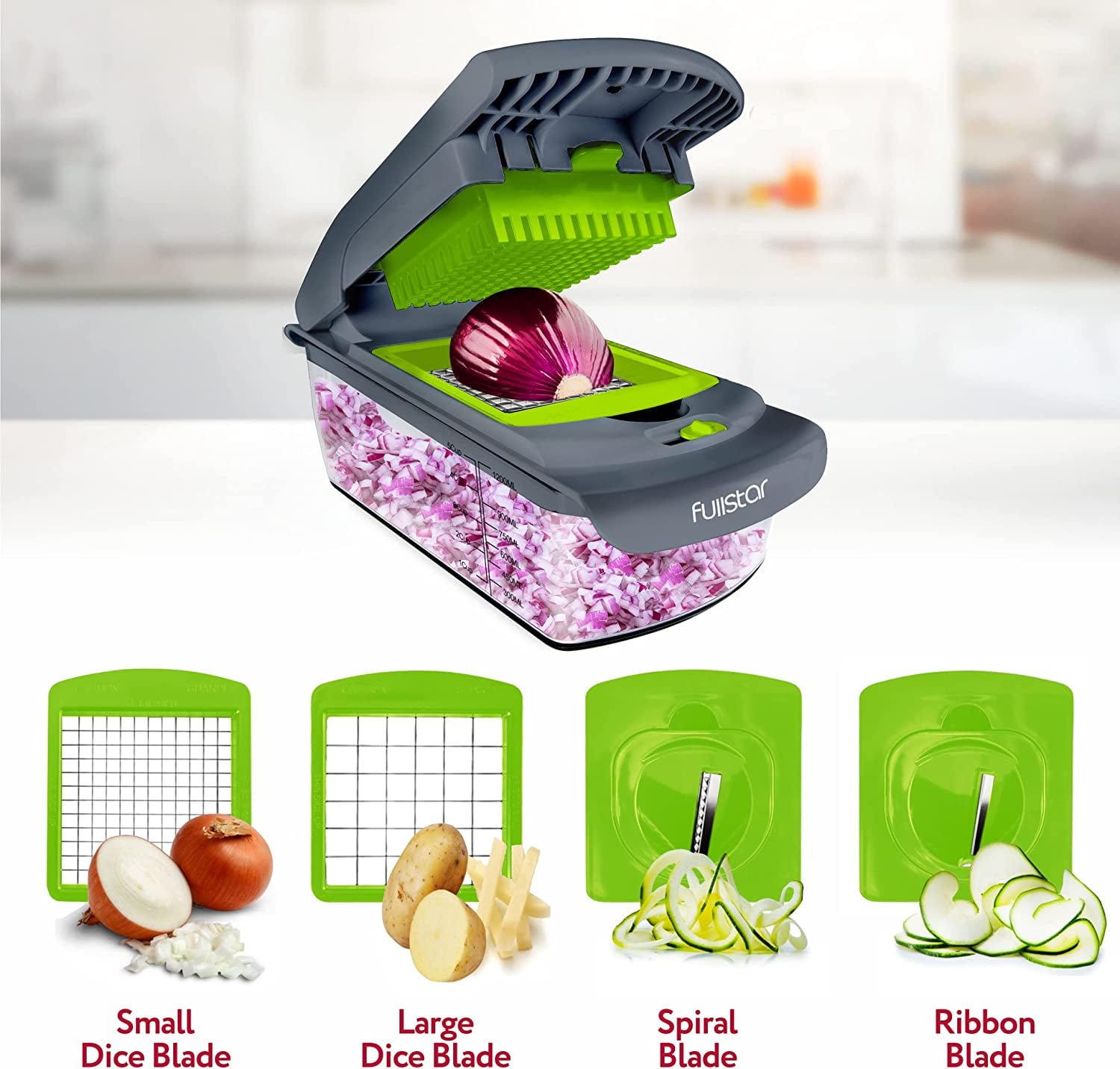 Fullstar Vegetable Chopper With 4 Blades For Perfect Slicing 