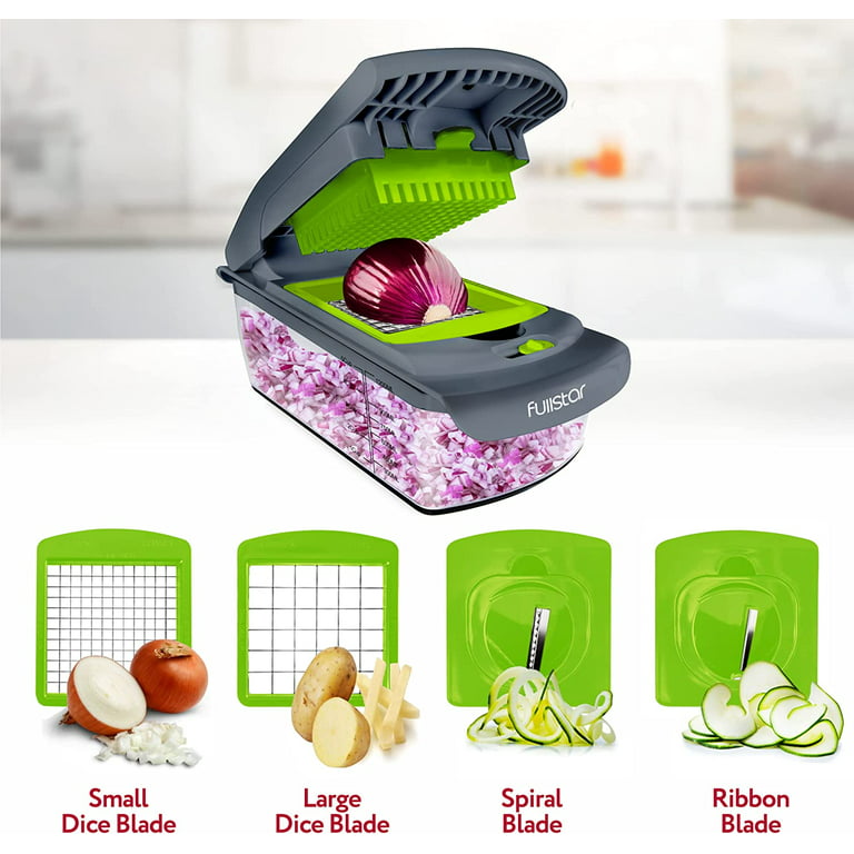 Fullstar Vegetable Chopper - Spiralizer Vegetable Slicer - Onion Chopper  with Container - Pro Food Chopper - Slicer Dicer Cutter - (4 in 1