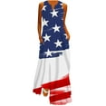 thumbnail image 2 of Vetsdori Womens Red White and Blue Maxi Dress Summer Fourth of July Slip Dress Star Print Backless Tank,Ankle Length Patriotic Dress for Women V-Neck, 2 of 5