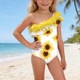 thumbnail image 2 of MKOSPLRT Little Girls' Floral Print One-Shoulder One-Piece Swimsuit with Flowers UPF 50+ UV Protection Quick Dry Bathing Suit for 12 Months-5 Years, 2 of 10