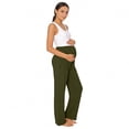 thumbnail image 7 of Amzcrzy Maternity Pants High Waist Over Belly Wide Leg Trousers Pants for Women with Pockets High Elastic Breathable Straight Leg Summer Pants for Pregnancy Beige M, 7 of 7