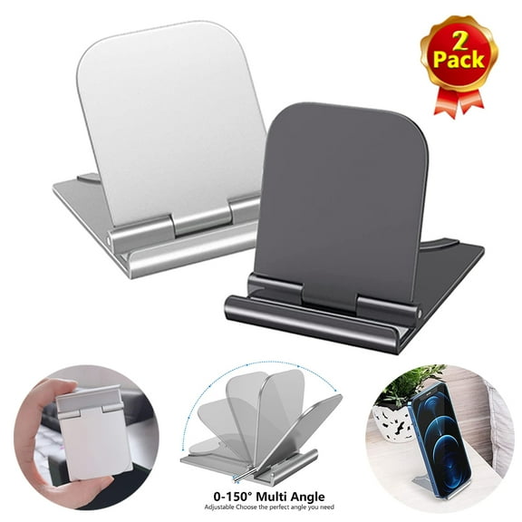 PVUEL 2 Pack Adjustable Cell Phone Desk Holder Desktop Mount For Universal Cell Phone Tablet iPad