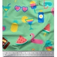 thumbnail image 1 of Soimoi Crepe Silk Fabric Drink,Goggles & Ice Cream Party Print Fabric by the Yard 42 Inch Wide, 1 of 1
