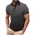 thumbnail image 2 of VgaVtl Polo for Men Short Sleeve Big and Tall Summer Vacation Casual Mens T Shirts Striped Collared Button, 2 of 5