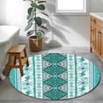 thumbnail image 3 of Turquoise Boho Round Area Rug 3Ft Washable Small Circle Rugs for Kitchen Entryway, Southwest Aztec Tropical Tree Animals Motifs Non-Slip Carpet Floor Mats Indoor Outdoor Carpet Runner Home Decor, 3 of 8
