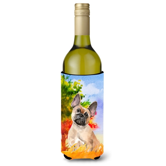 Carolines Treasures CK1943LITERK Fall Fawn French Bulldog Wine Bottle Beverage Insulator Hugger  Wine Bottle multicolor