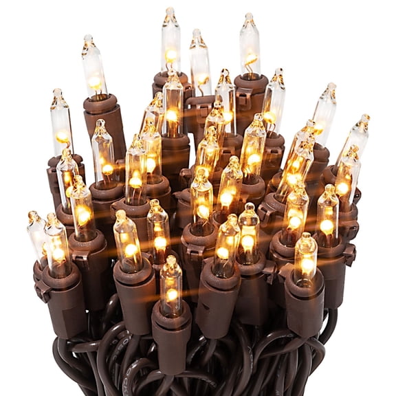 35 Clear LED Christmas String Lights on Brown Wire Cord, UL Approved For Indoor and Outdoor Use, 8.5’Lighted Length, 9.8’ Total Length (Pack of 2)