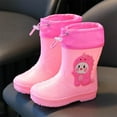 thumbnail image 2 of KPOPLK Kids Toddler Rain Boots Waterproof Easy On Pull-On Handles Lightweight Cute Cartoon Print Non-Slip Sole Outdoor Play Shoes(Pink,10), 2 of 5
