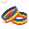 thumbnail image 2 of Universal Rainbow Bracelet Silicone Lesbian Pride Wristband Party Props, 2 of 8