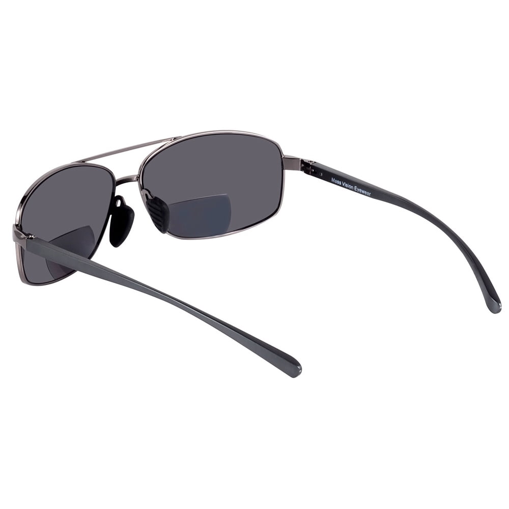 2 Pair of "The Navigator" Lightweight Rectangular Aviator Metal Frame Bifocal Sunglasses - 1.75