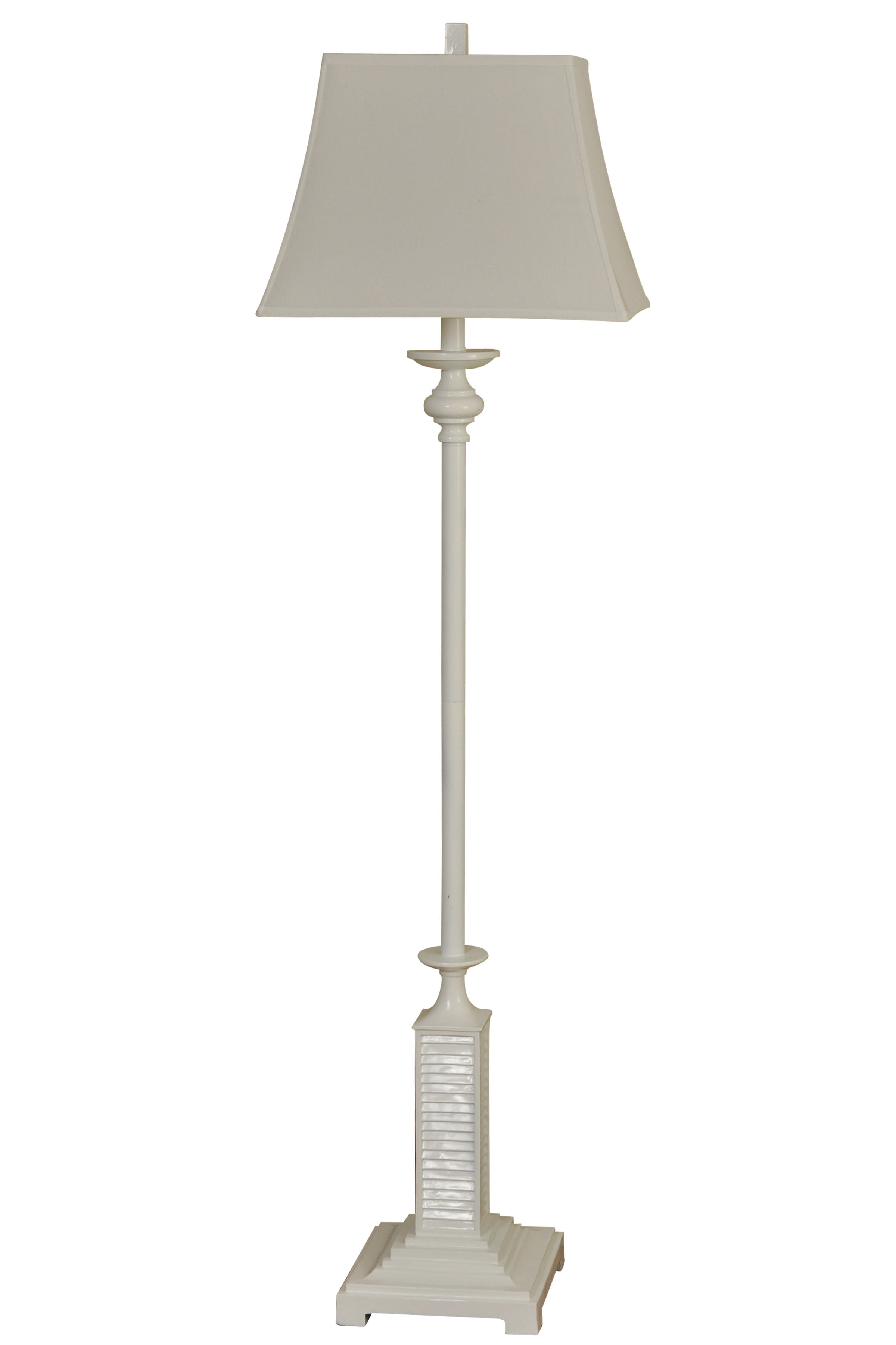 GwG Outlet White Shutter Base Floor Lamp in Gloss White Finish