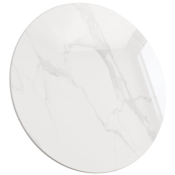 SSTBLEV 35.4 inch Round White Sintered Stone Table Top, 0.43 inch Thick Replacement Cover