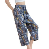 SWSMCLT Women's Summer Pajama Capri Pants Pj Bottoms Sleeping Thin Sleepwear Soft Printed Mid Rise Comfy Stretch Style6 X-Large