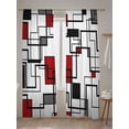 thumbnail image 5 of Abstract Lines Art Sheer Curtains 2 Panels Set Black Red Geometric Modern Texture Lihgt Filtering Rod Pocket Voile Drape, Semi Sheer Window Curtains for Bedroom Living Room, 52"x84", 5 of 5
