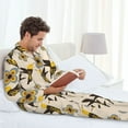 thumbnail image 5 of Bingfone Men's Pajama Set 2 Piece Loungewear PJs, Long Sleeve with Pajama Pants-Yellow Flowers Hummingbird, 5 of 7