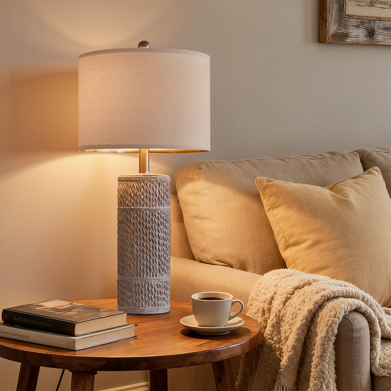 Oneach 25.5" Farmhouse Table Lamp Set of 2, Resin photo 4