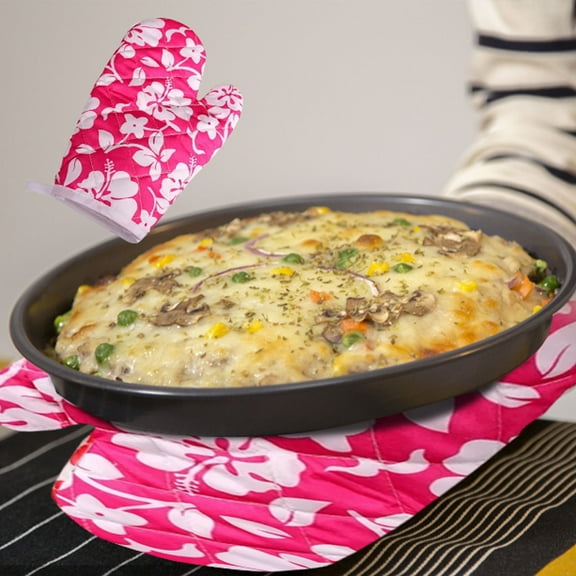 Clearance Oven Mitts under $5 Oven Oven Heat Oven Glove Polyester Floral Printed Pot Holder Microwave Glove Thickened Microwave Bakeware