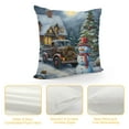 thumbnail image 4 of ARISTURING Winter Fatmhouse New Year Pillow Covers for Couch Sofa Bed,Retro Blue Snowman Christmas Truck Pillow Cases Cushion Covers ,Xmas Theme Winter Outdoor Camping Square Cushion Cases, 4 of 5