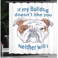 thumbnail image 4 of Ambesonne Bulldog Shower Curtain, Humorous Typographic Design, 69"Wx70"L, White Blue and Brown, 4 of 5