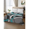 thumbnail image 2 of Turquoise Geometric Twim Size Flat Sheet, Wrinkleproof & Fadeproof Cooling Flat Bed Sheet Only, Grey Classic Abstract Lines Striped Breathable Soft Bedding Top Sheets 66 x 96 Inches, 2 of 8