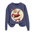 thumbnail image 4 of Blue Sweatshirt for Women Christmas Sweatshirts for Women Retro Santa Graphic Long Sleeve Shirt Xmas Pullover Tops Womens Fall Tops, 4 of 4